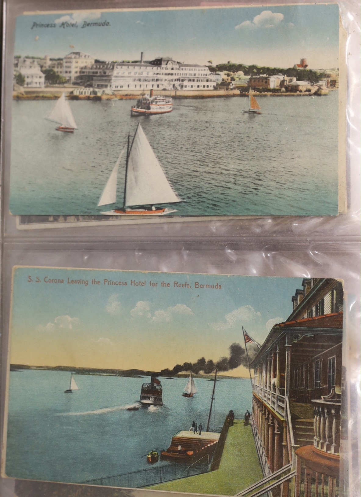 Three albums of early 20th century postcards, views of Bermuda